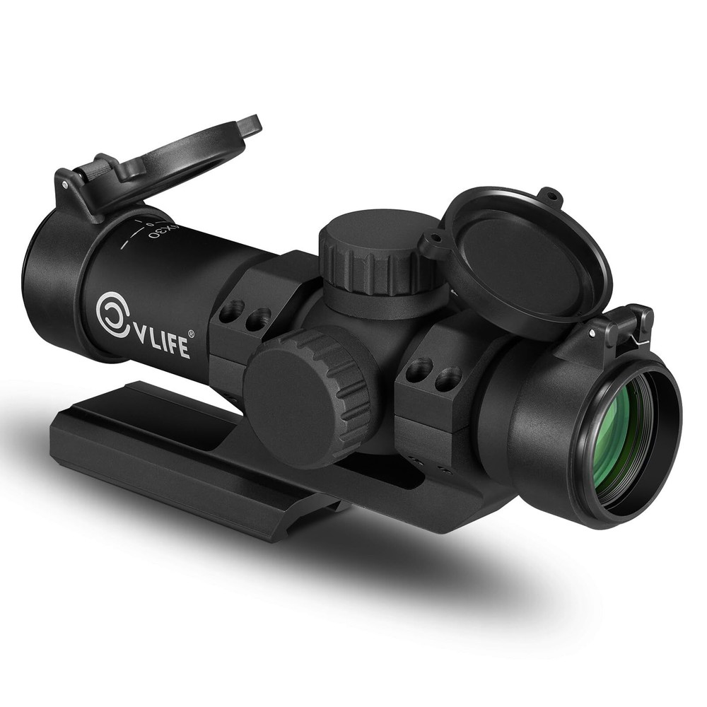 Compact 4x30 Rifle Scope Illuminated Customized-Dot Reticle w/ 30mm Offset Mount
