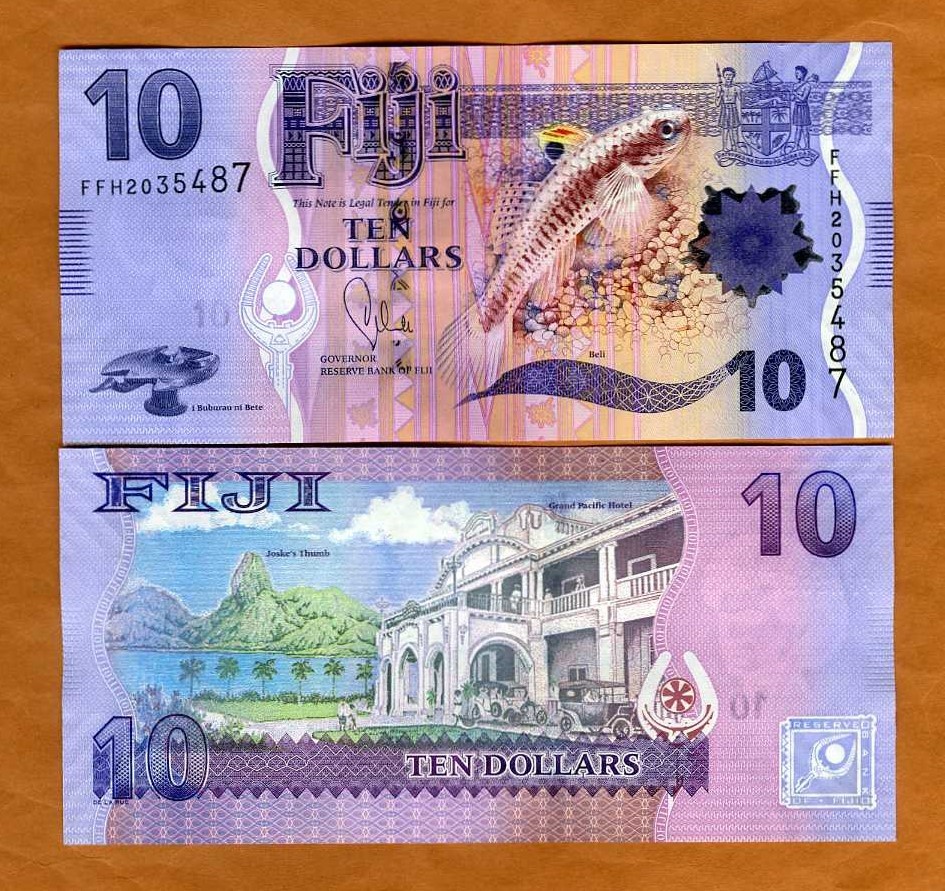 FIJI, 10 dollars, 2012 (2013), P-116, UNC Flying Fish