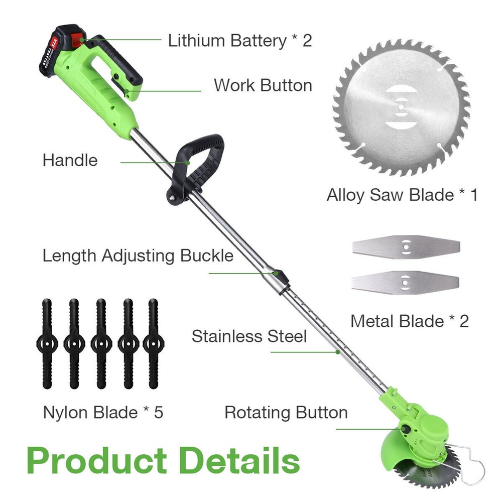 Cordless 600W Grass String Trimmer Lawn Edger Weed Eater Cutter + Battery