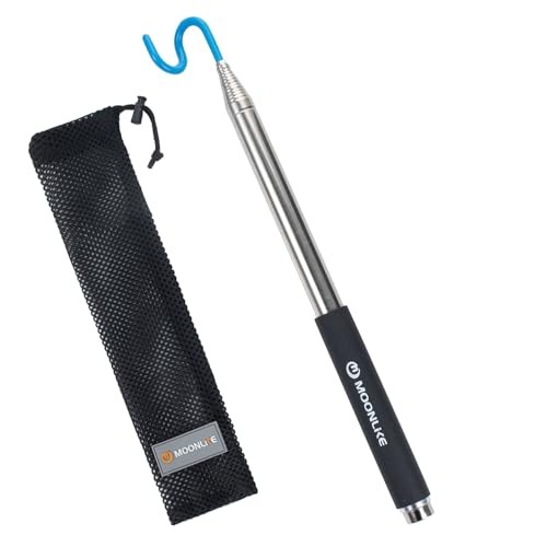 Telescoping Pickup Tool Magnetic Pole with Hook, 10 ft Telescopic Grabber Hook