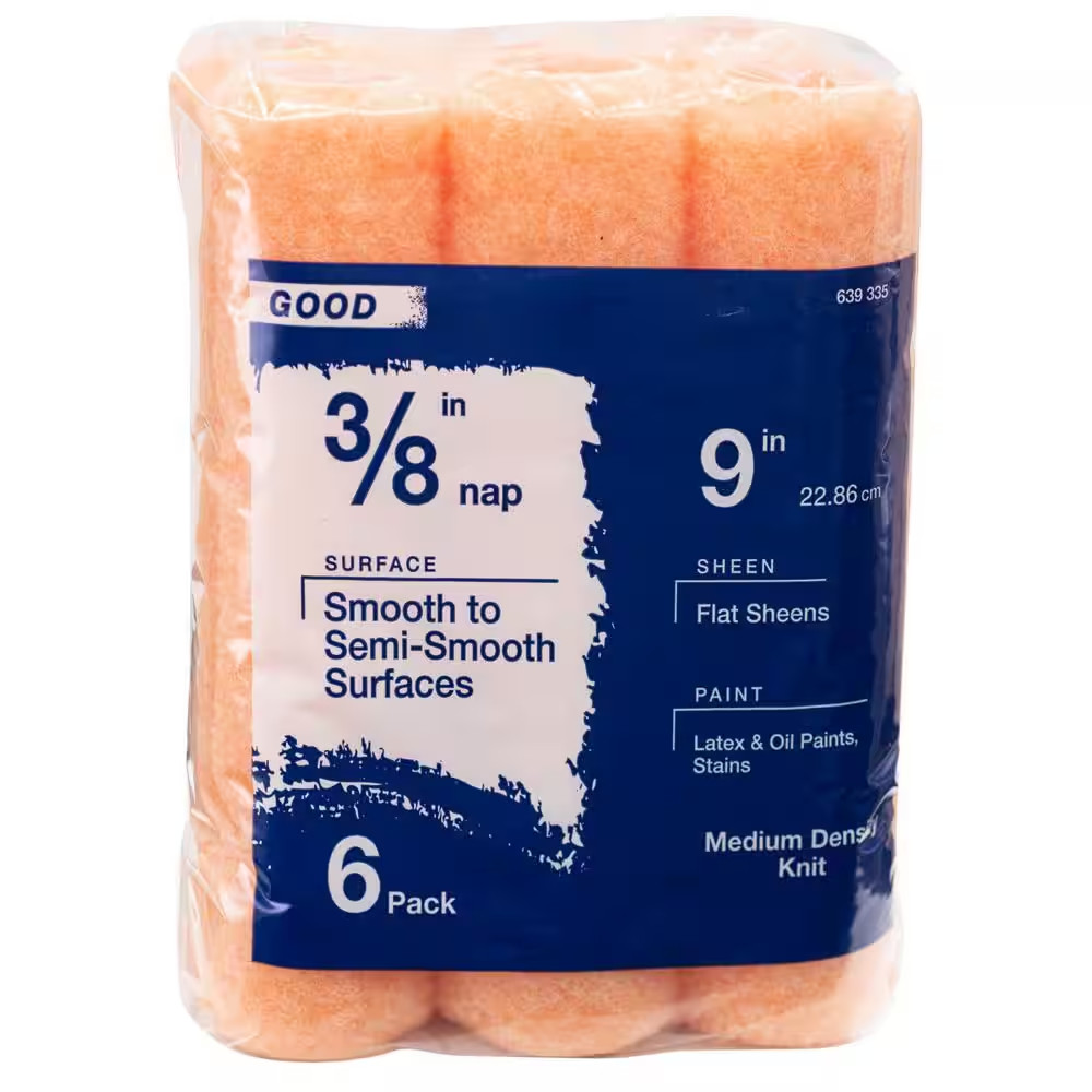 9 In.X 3/8 In.Medium-Density Polyester Roller Cover (6-Pack)