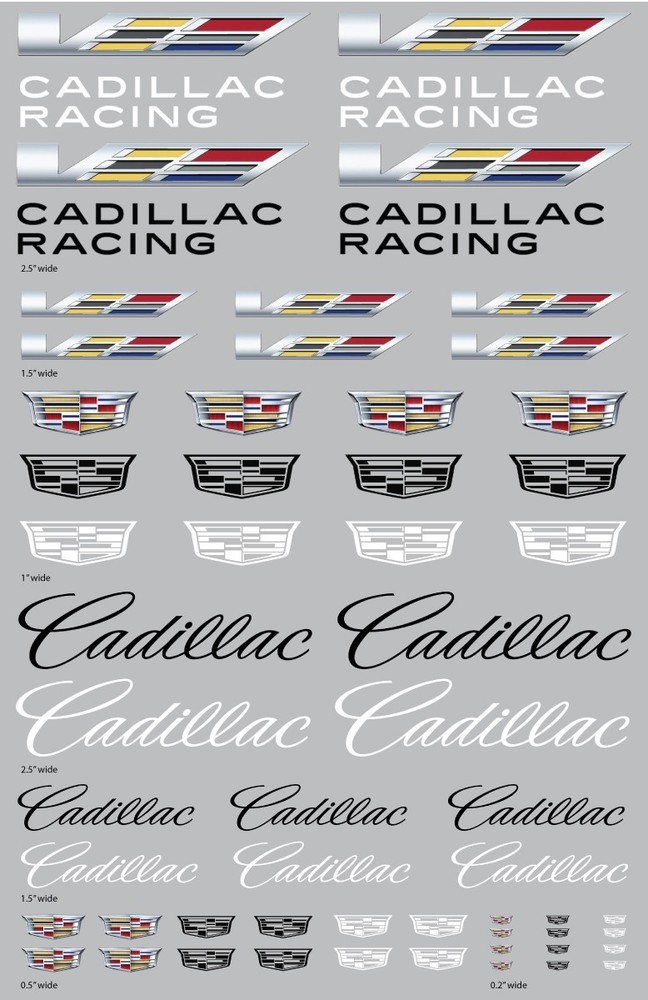 Cadillac Racing Logos Transfer Decal sheet