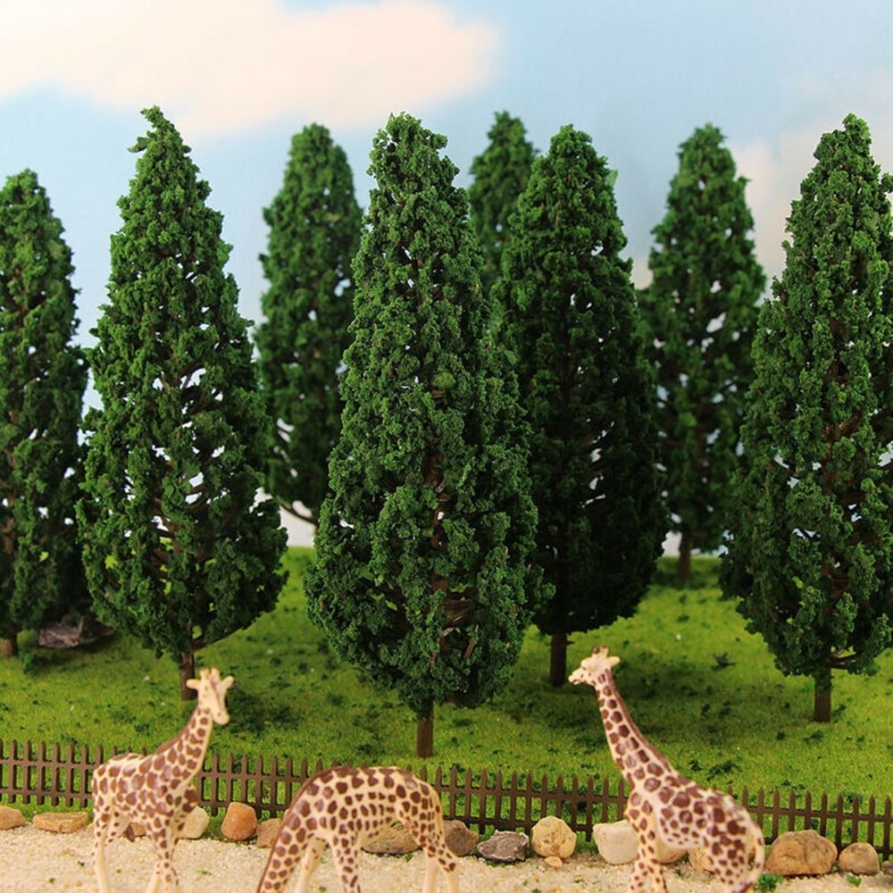 10pcs Model Pine Trees 15cm Deep Green Pines For Scale Model Railroad Layout New