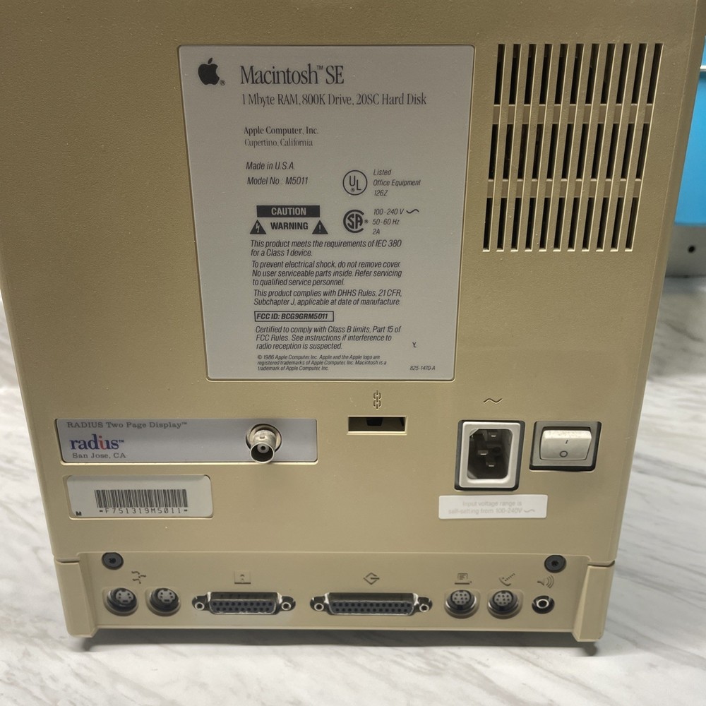 Macintosh SE 1986 Apple 800k Untested As Is