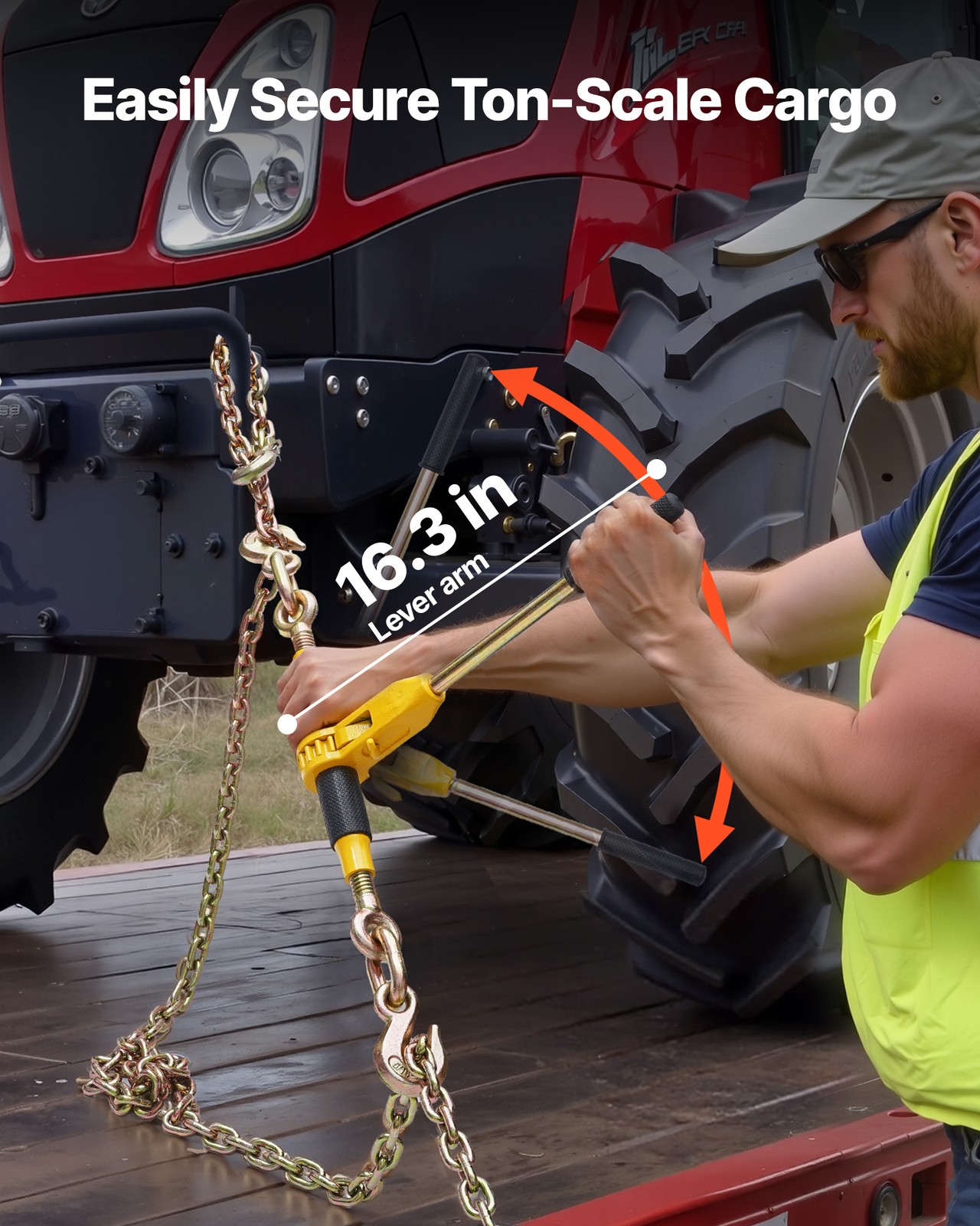 VEVOR 4 Pack Ratchet Chain Binder 5/16"-3/8" G80 Chains Load Binder for Towing