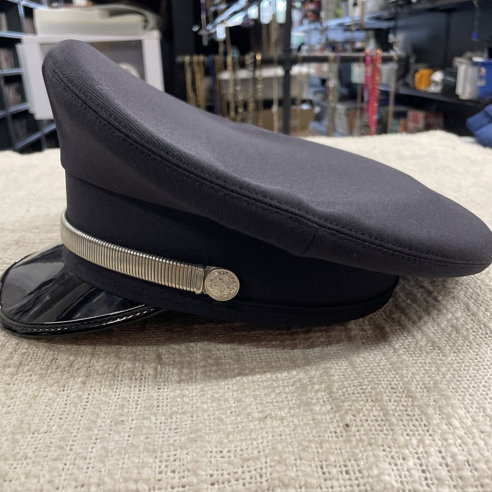 Class A Round Top Navy Blue & Silver Hatband Uniform Cap Hat Size Medium