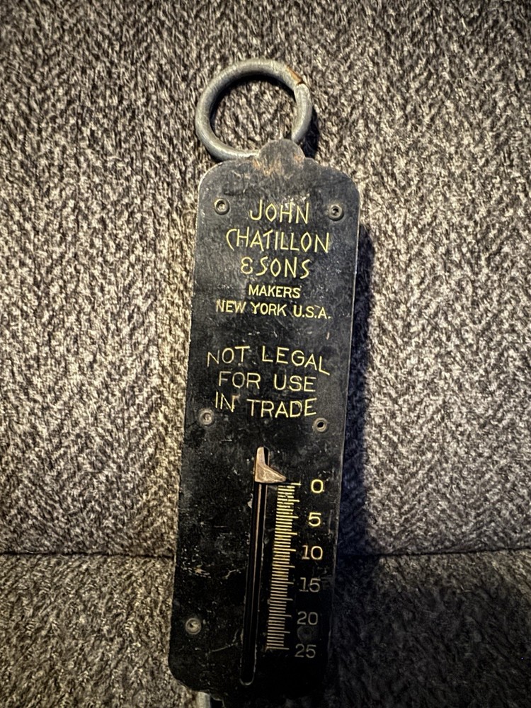 Antique Brass HANGING SCALE John Chatillon & Son's Rarer Hook Style