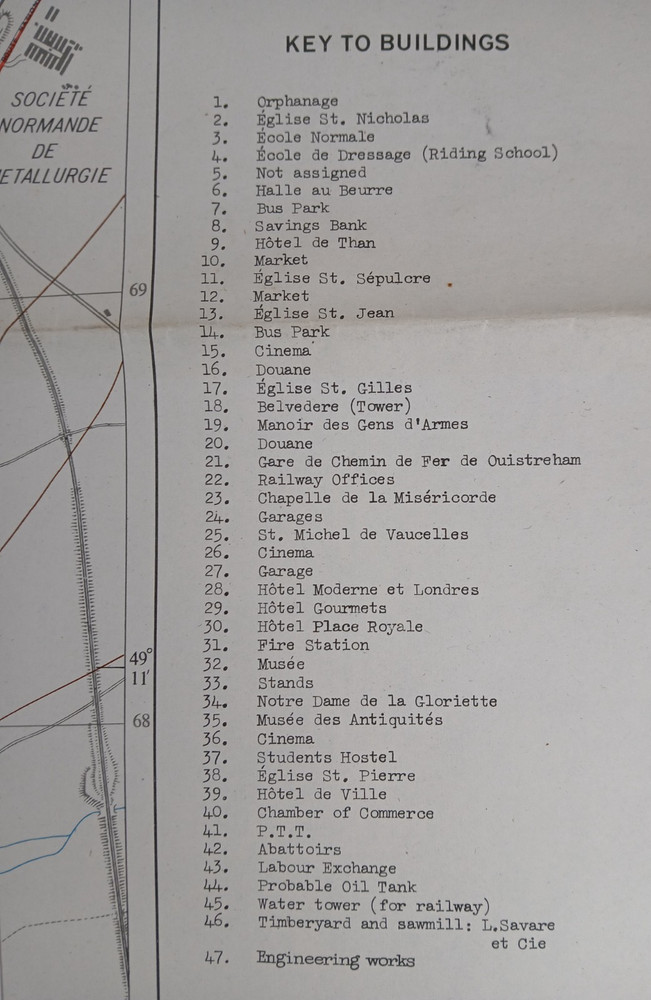 VERY RARE WW2 OPERATION OVERLORD INTELLIGENCE MAP entitled "CAEN" (NORMANDY)