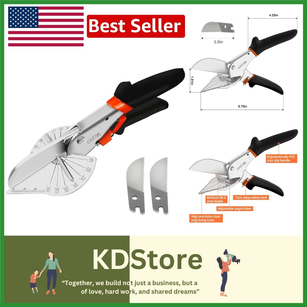 Multifunctional Miter Shears: Adjustable, Ambidextrous Design with Bonus Blades