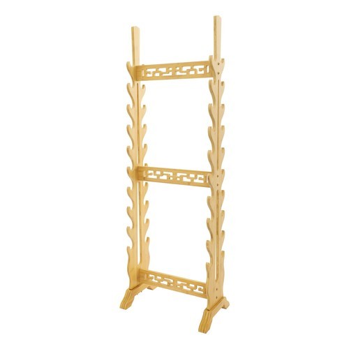 Medieval Sword Stand Solid Wood Horizontal Display Rack for Katana Sword 20 Tier
