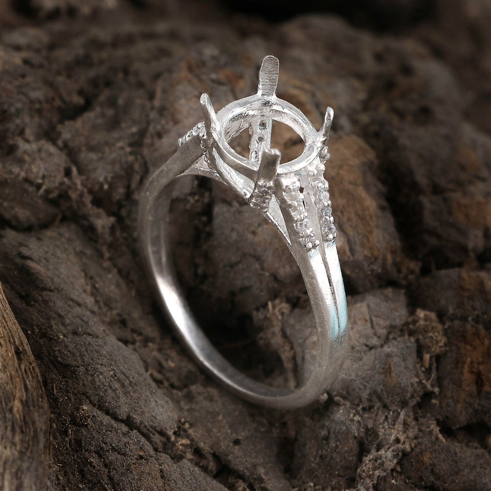 Semi Mount Ring Stone Setting Size 7X7 MM Round Shape 925 Sterling Silver Ring