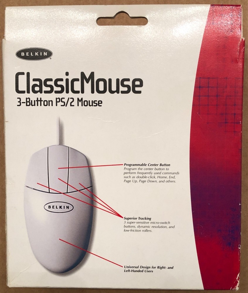 BELKIN 3-Button PS/2 Classic Mouse - Programmable Center Button - P56431