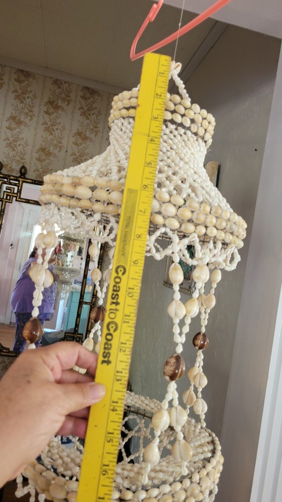 Vintage Large SEASHELL Macramae MCM BOHO Plant Hanger