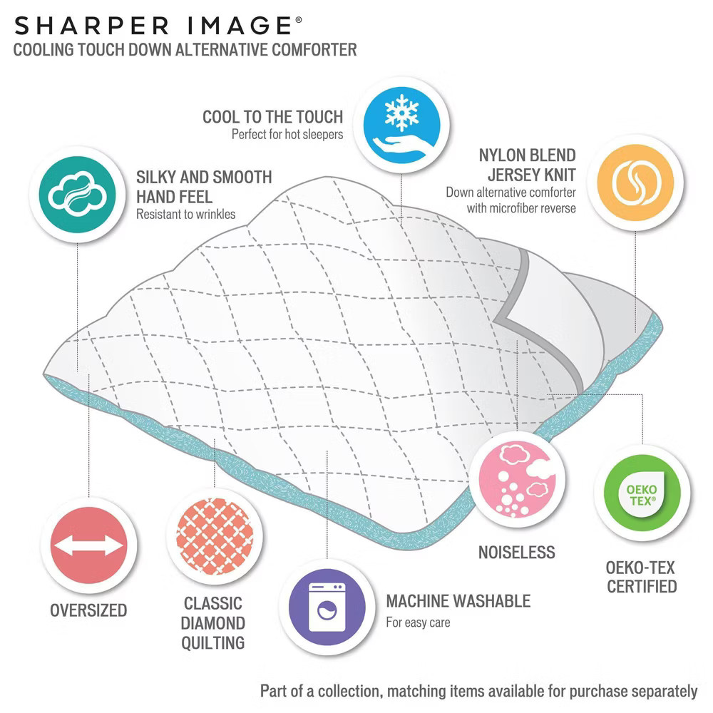 Sharper Image Twin/Twin Extra Long Cooling Touch Oversized Down Microfiber