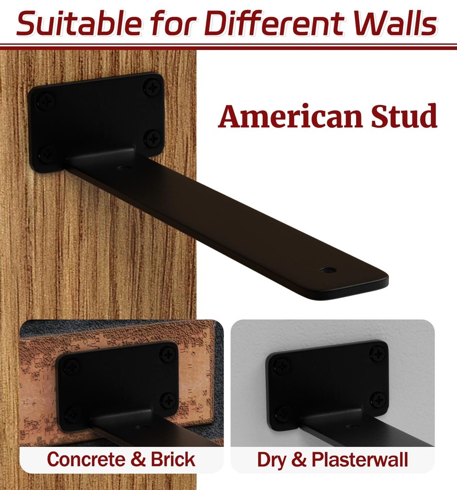 8PCS 8" Floating Shelf Brackets Hidden Wall Shelf Supports Rustic Industrial Use