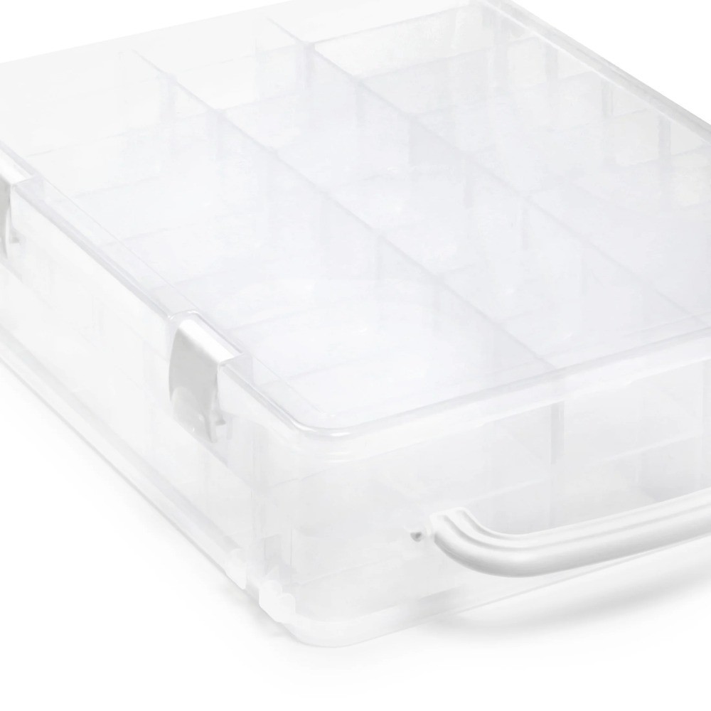 Thread Spool Organizer Box with Removable Dividers Holds 48 Sewing Threads for