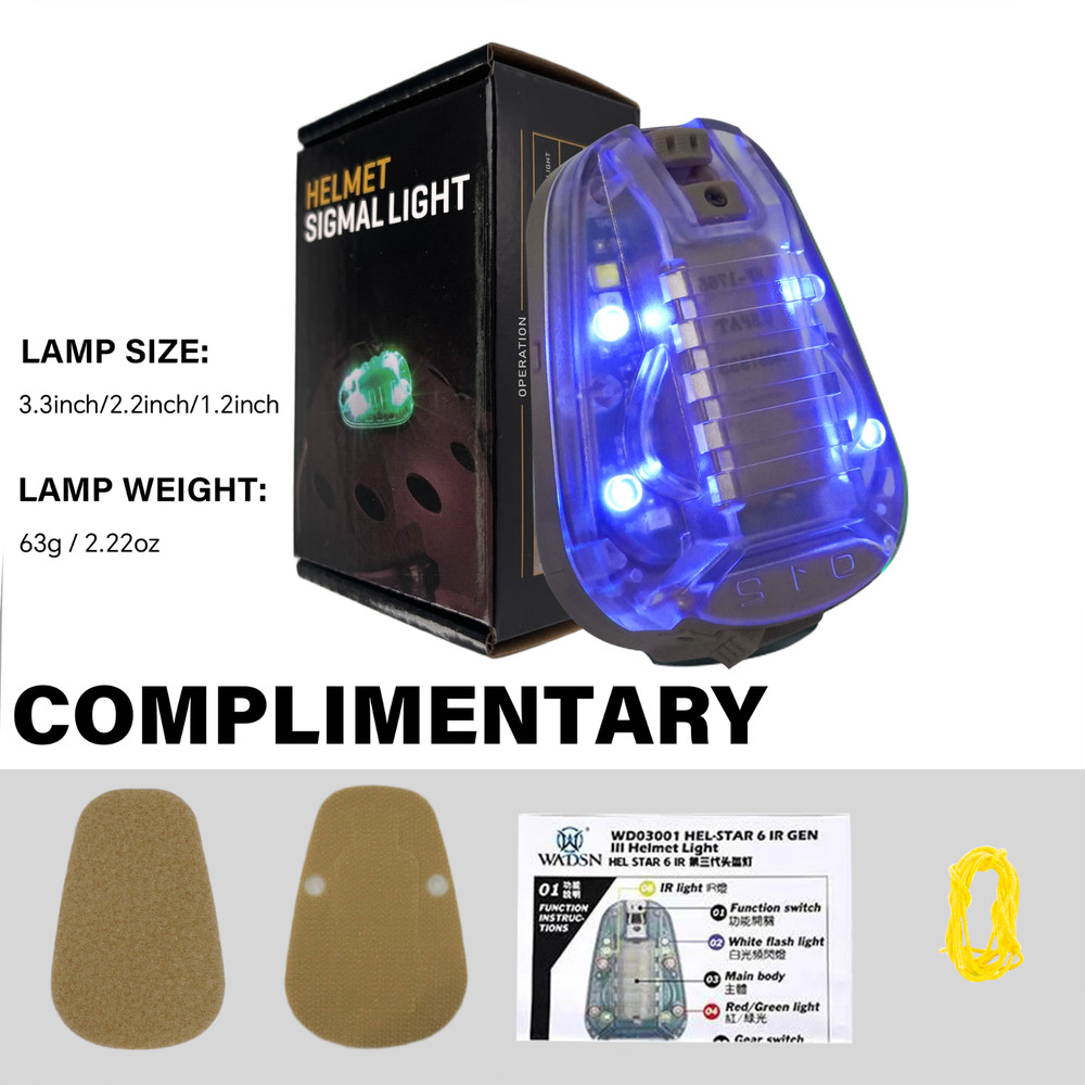 Tactical IR Strobe Helmet Light with Visible LED + Strobe Survival Waterproof