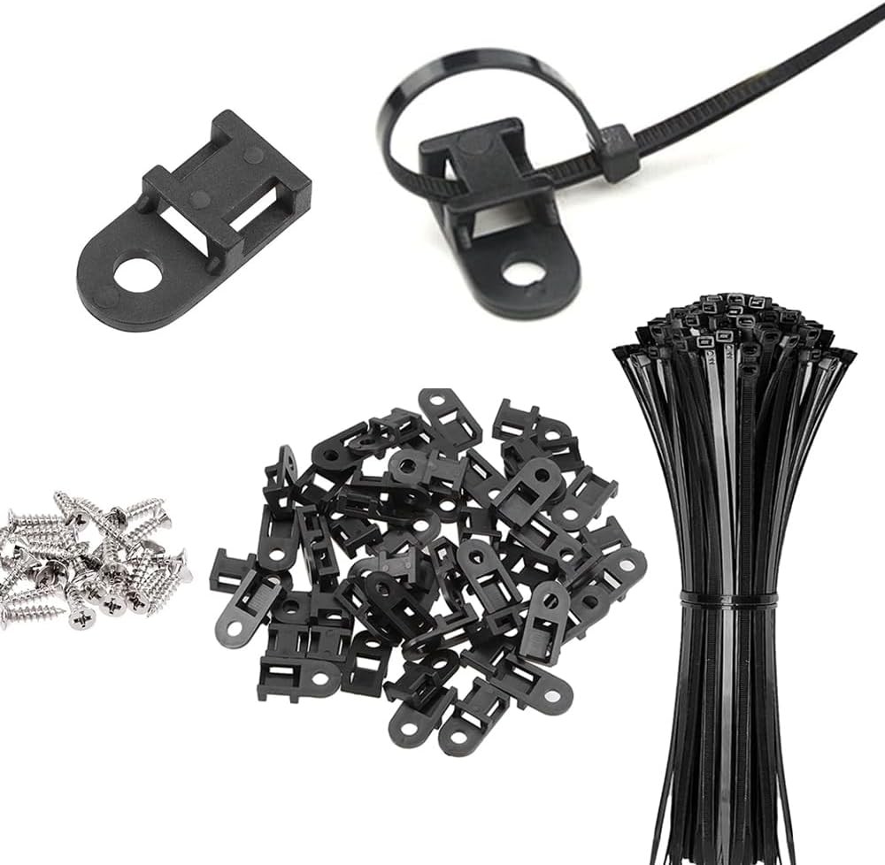 Cable Zip Tie Mounts Kit Ties Base Screws Organizer