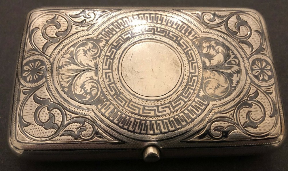 Antique Imperial Russian Niello 84 Silver Cigarette Case