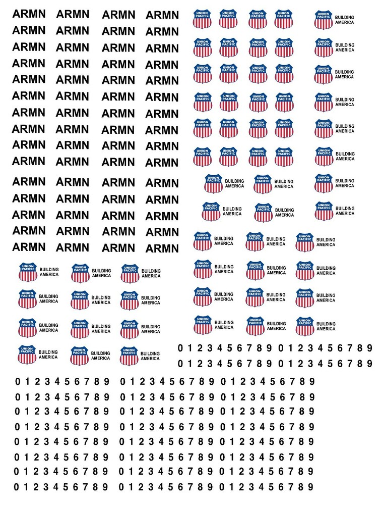 HO Scale Reefer Car Decals " ARMN " & " UP " ( random numbers )