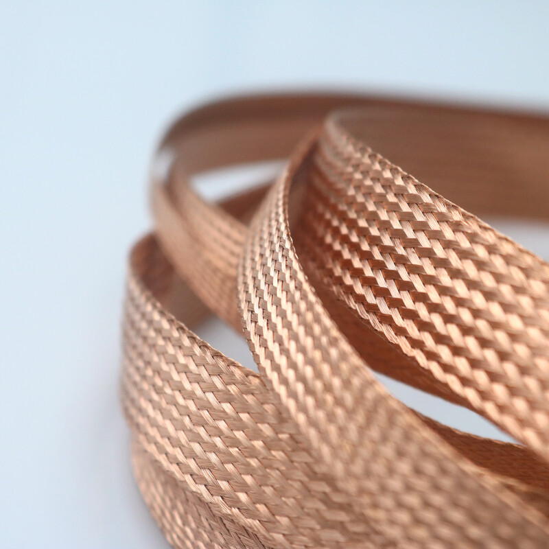 Flat Pure Copper Braid Cable Bare Copper Braid Wire Ground Lead 2mm - 28mm