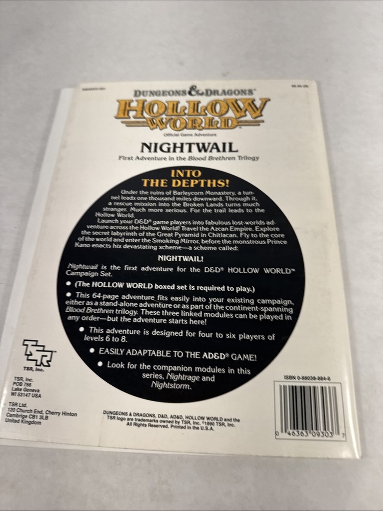 Advanced Dungeons & Dragons TSR Hollow World Nightwail: Screen, Map, Module
