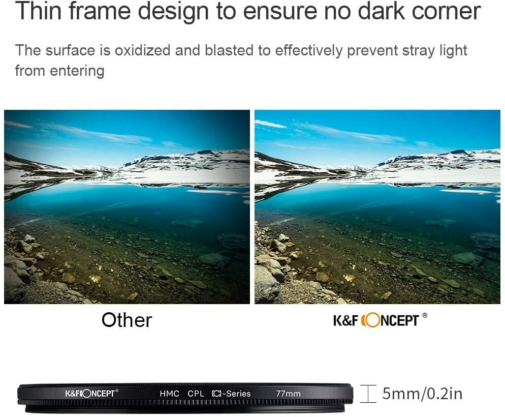 K&F Concept 72mm Circular Polarizer Filter Multi Coated CPL Camera Lens Filter