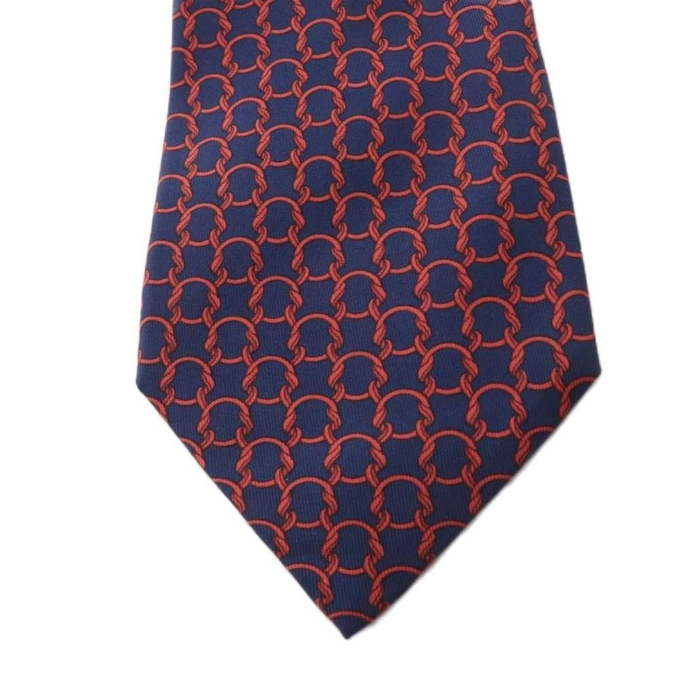 HERMES FA Tie Pattern Navy Red 7788 SR OH Men s