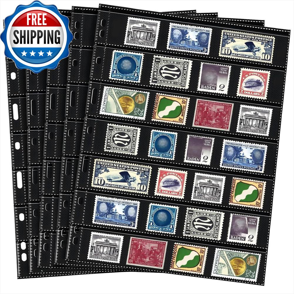 20 Sheets Stamp Pages Collector Album Binder Standard 9 Hole Binder...