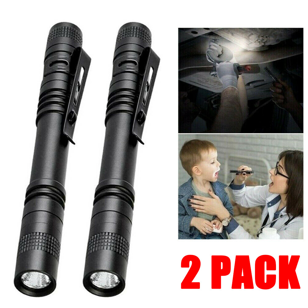2x Mini Super Bright Small LED Torch Tiny Pen Light Camping Tactical Flashlight