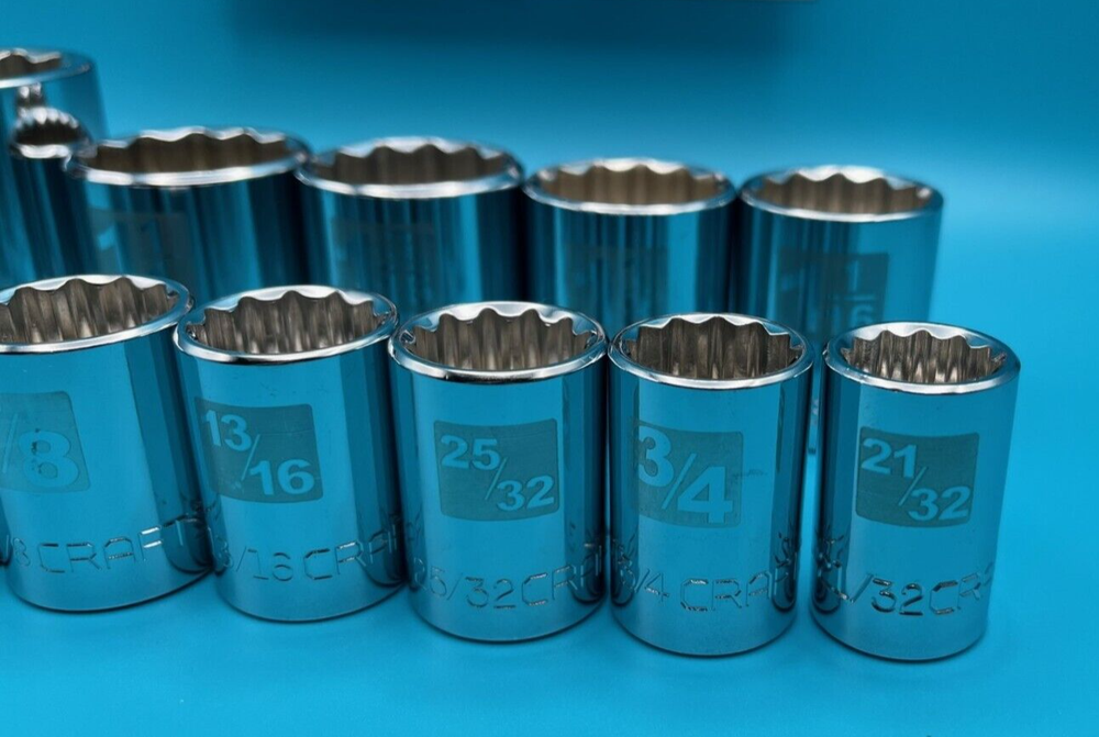 Craftsman Laser Etched/Easy Read 19 pc 1/2" Drive 12 Point STD SAE Socket Set