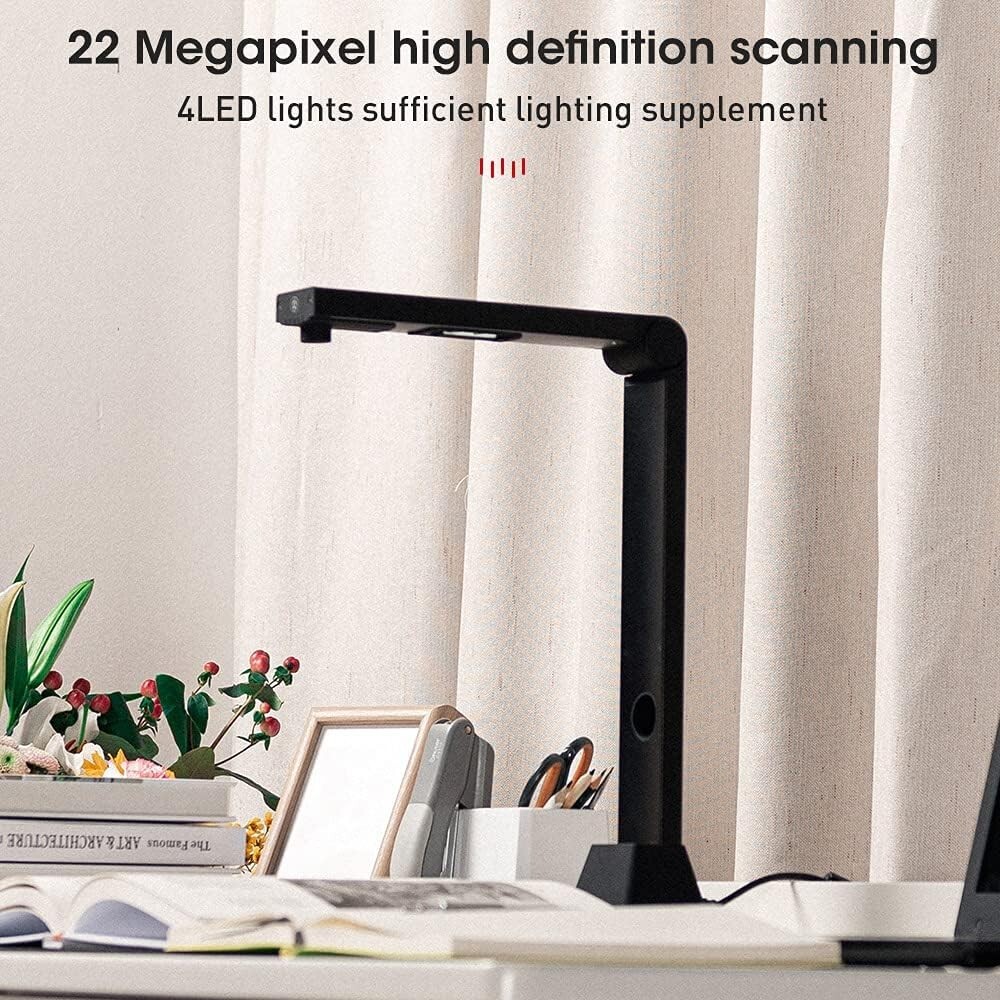 iOChow S5 Document Camera & Book Scanner 22MP capture HD Portable OCR Flatten