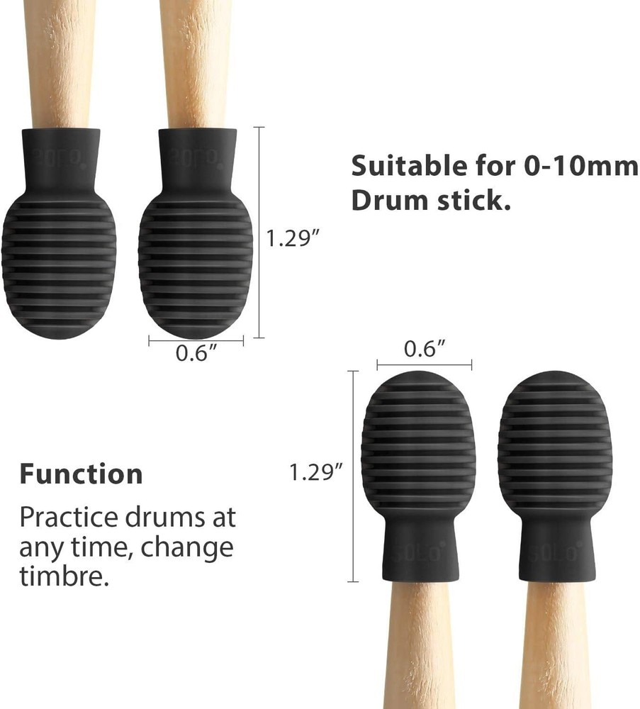 Durable Black Drumstick Dampeners - Perfect for Quiet Practice and Training