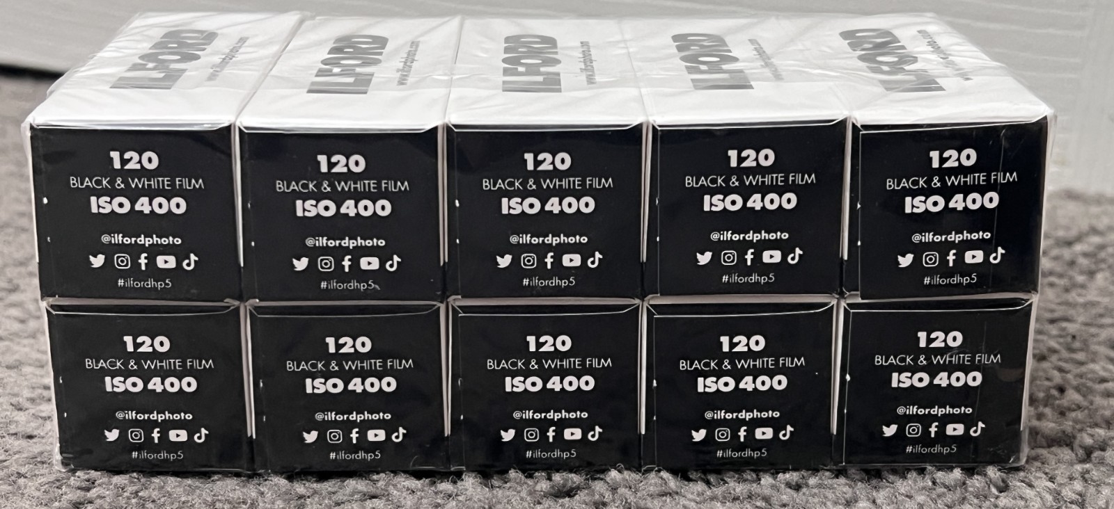 10 Rolls Ilford HP5 Plus 400 120 Black and White Negative Print Film, 1629017