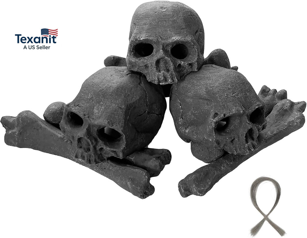9 Pcs Ceramic Skulls for Fire Pit, Durable Reusable Fireproof Fire Pit Skull Log