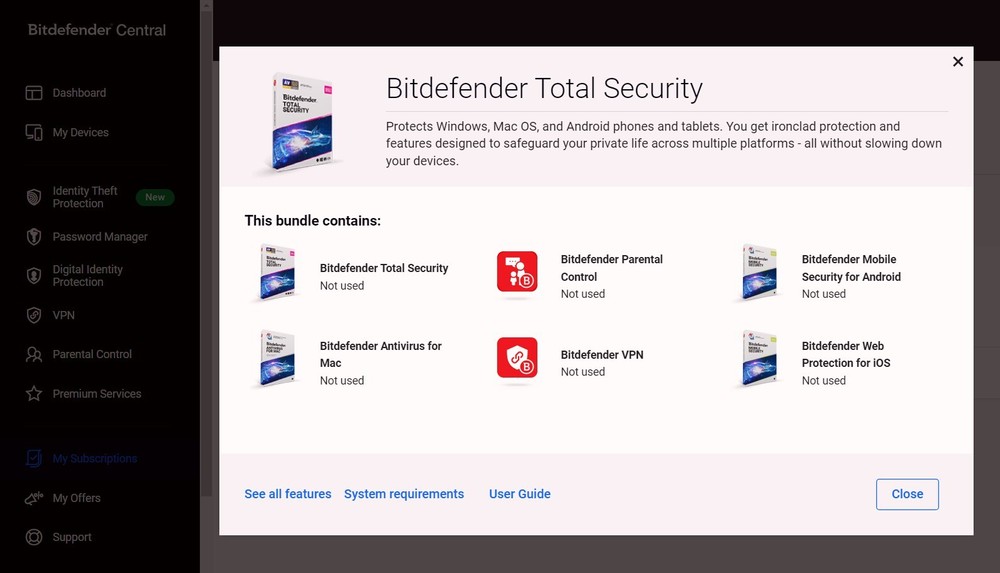 Bitdefender Total Security 1 Year 3 Devices (Windows,Mac,Android Compatible)