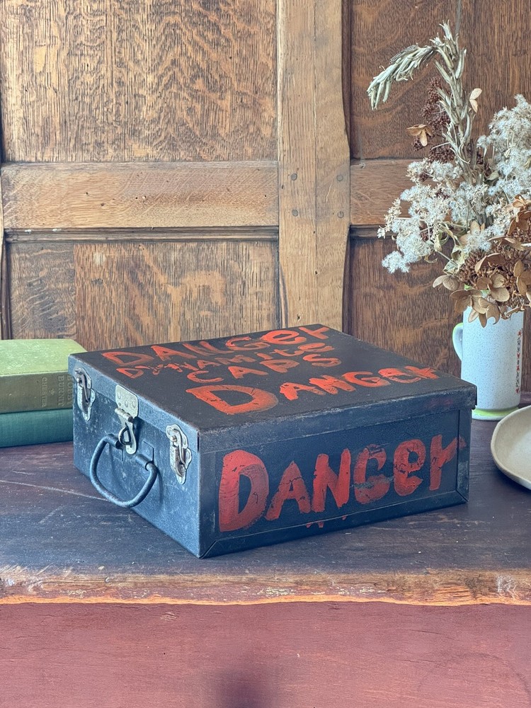 Antique Dynamite Box, Danger Dynamite Caps Lock Box