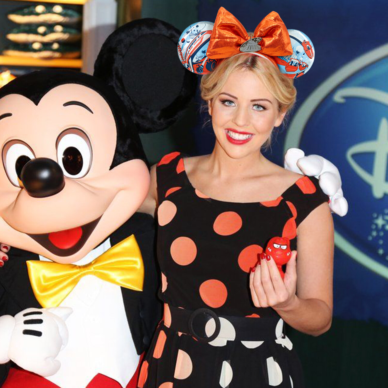 Disney-Tomorrowland Magic Kingdom Space Mountain Minnie Ears Orange Bow Headband