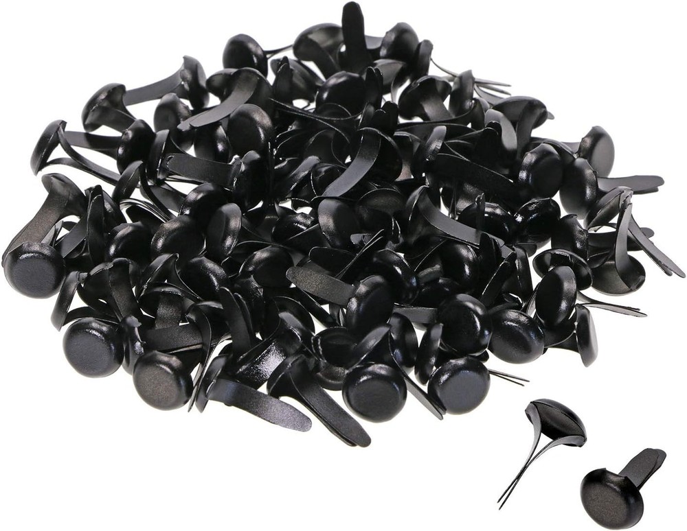 Versatile 100Pcs Black Brass Brads - Mini Fasteners for Scrapbooking Projects