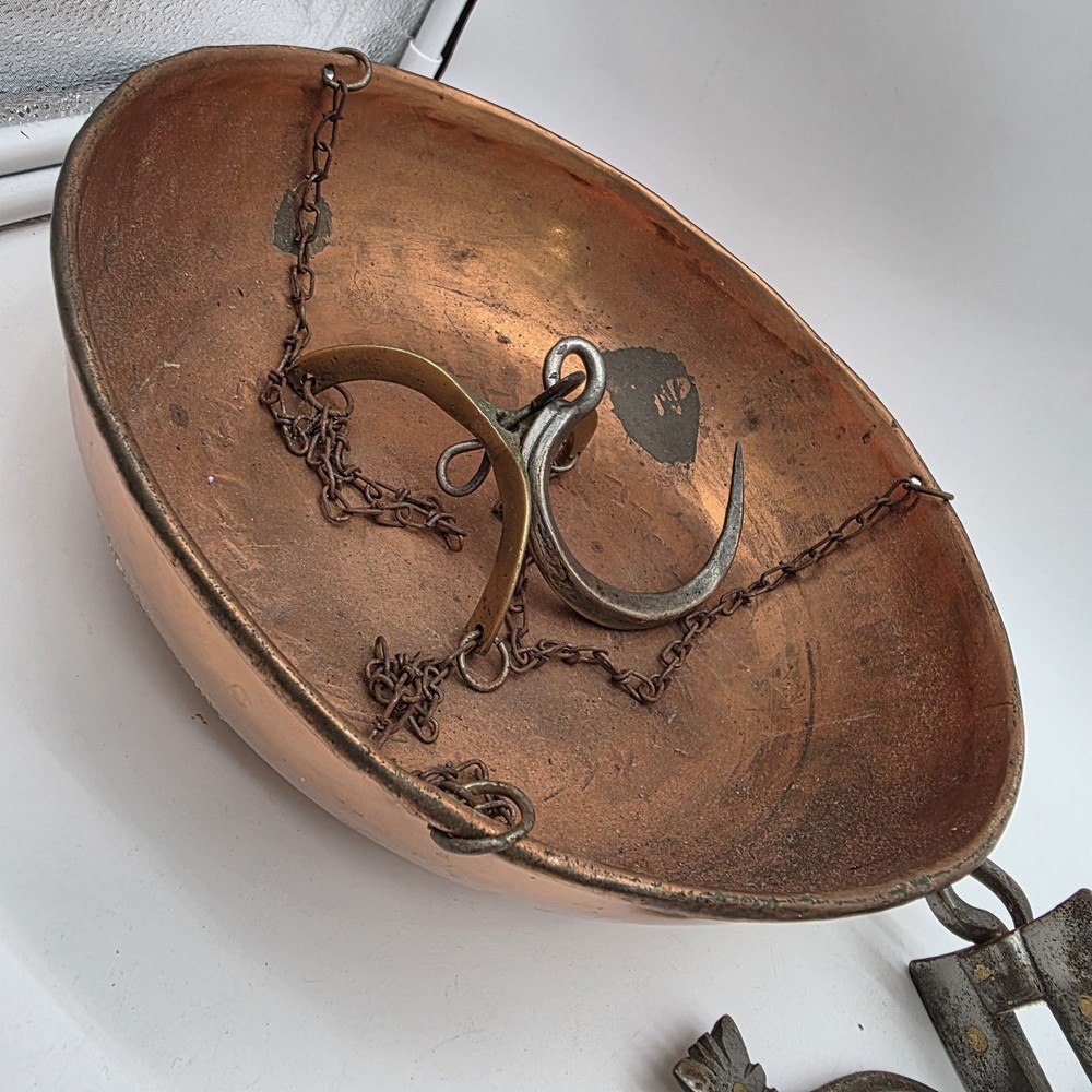 Antique Brass And Iron Hanging Scale