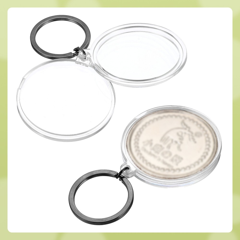 Plastic Coin Holder Keychain, 2Pcs Coin Case with Key Ring, Dark Silver