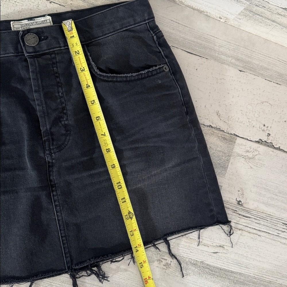 Current/Elliott Black Button fly Denim Jean Skirt Raw Hem - Size 27