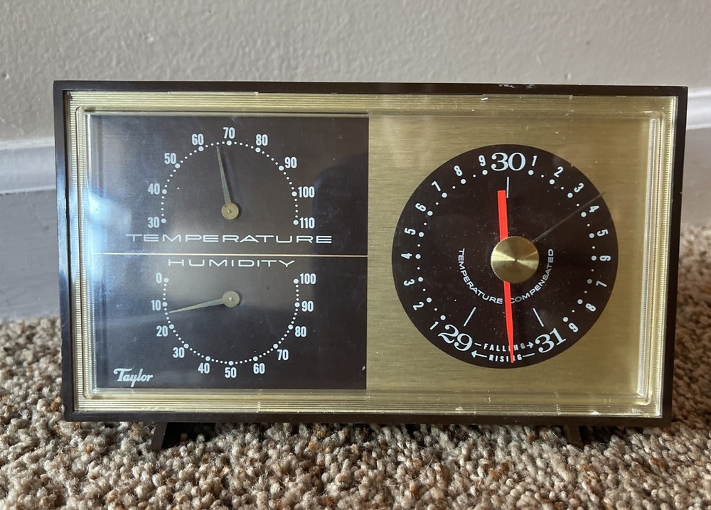Vintage Taylor Bakelite Temperature Humidity &Barometer + Thermometer MCM