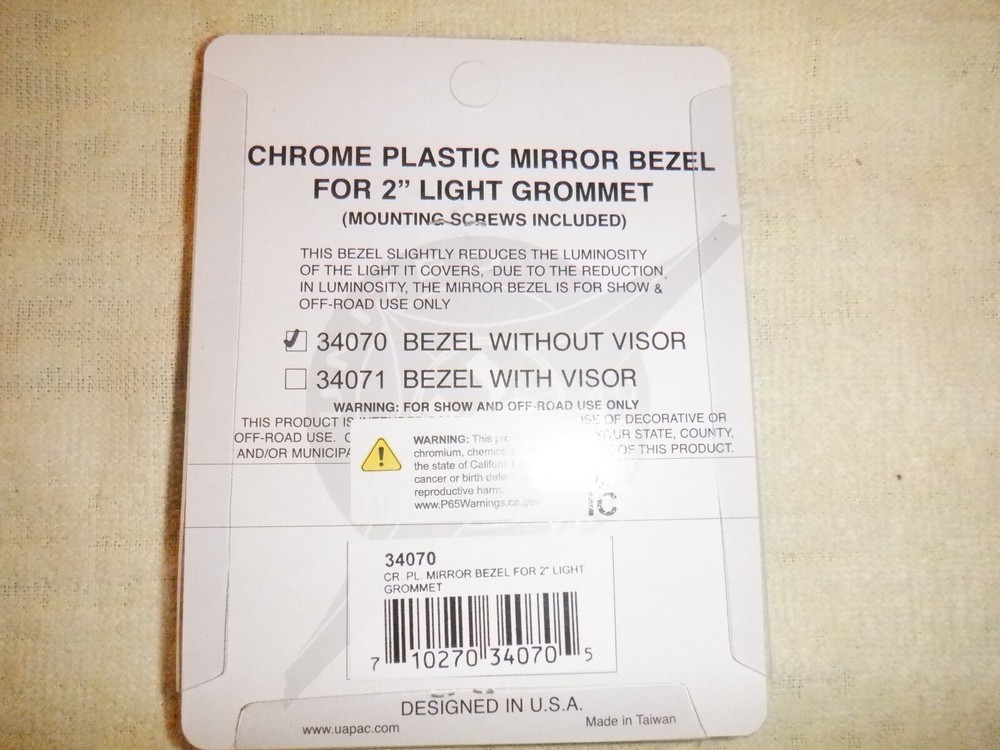 2" Chrome Plastic Mirror Light Bezel Without Visor