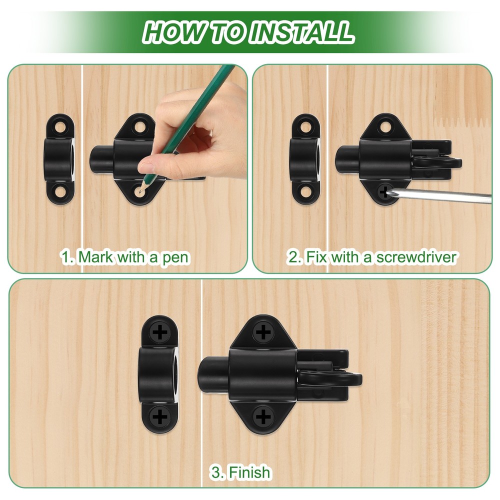 2-Pack Self-Closing Latches, Spring Door Lock for Gate/Window [Black]