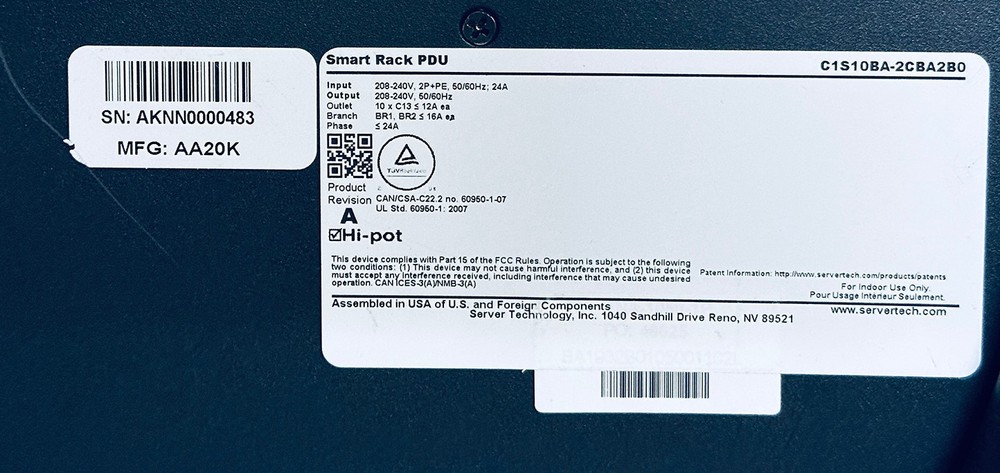 ServerTech Switched Rack PDU C1S10BA-2CBA2B0 power distribution unit 10-Outlets