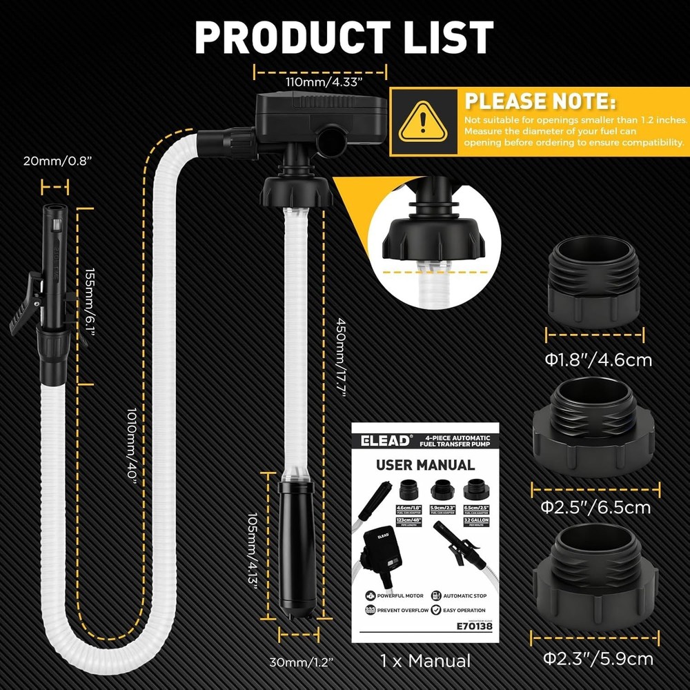 Automatic Fuel Transfer Pump with Auto-Stop Sensor(3.2 GPM), Battery Operated