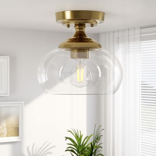Industrial Semi Flush Mount Ceiling Light, 8.3" Ceiling Light 8.3 inch Gold