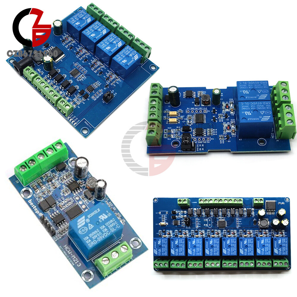 7-24V Modbus Rtu 1/2/4/8 Channel Relay Module Switch input output RS485/TTL UART