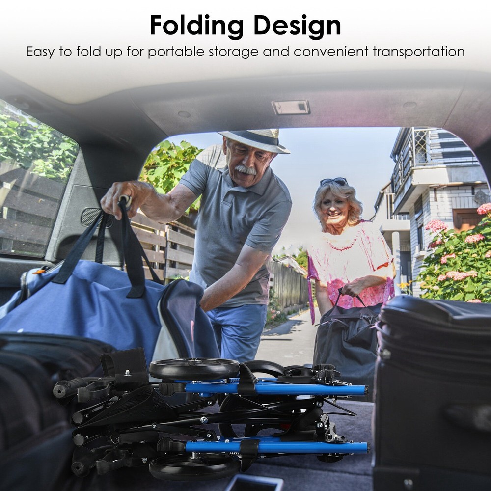 Aluminum Rollator Walker & Seat Backrest Rolling Walker Adjustable Black Walker